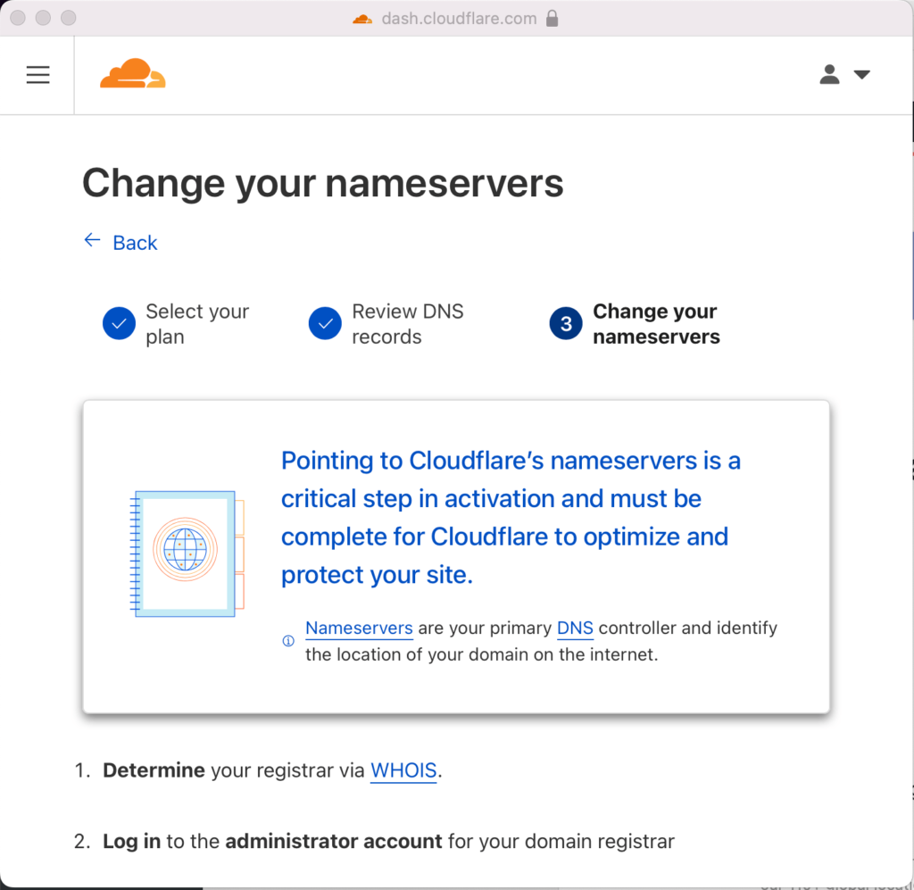 Showing Change Nameservers Step for Setting Up Cloudflare