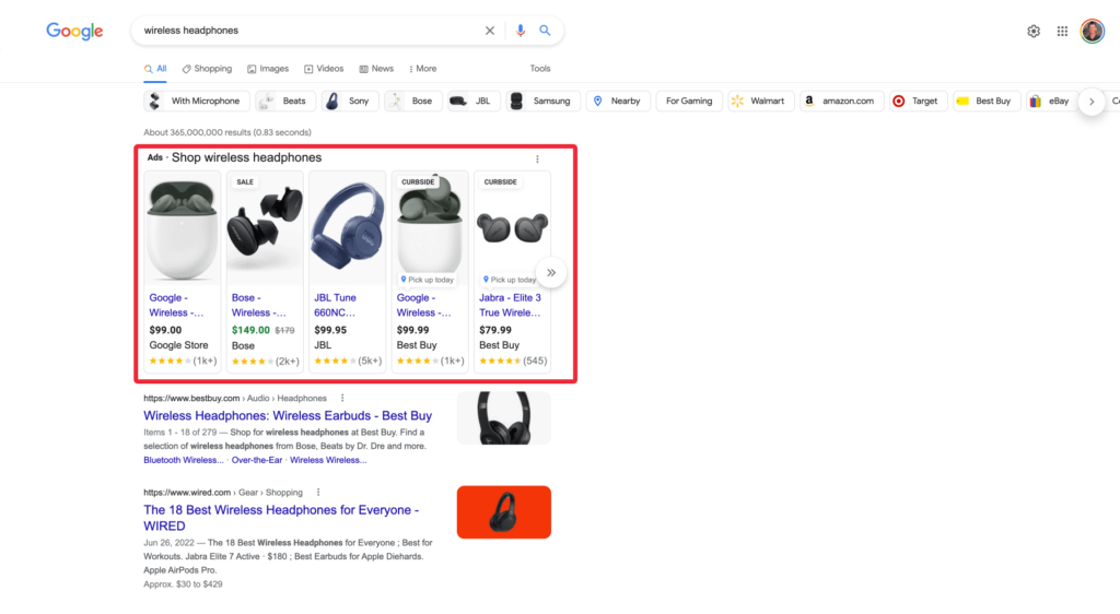 Google Ads for Wireless Headphones