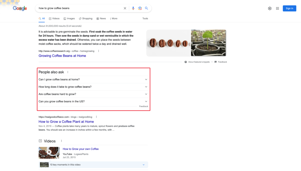 Highlighting People Also Ask Questions in Google Search